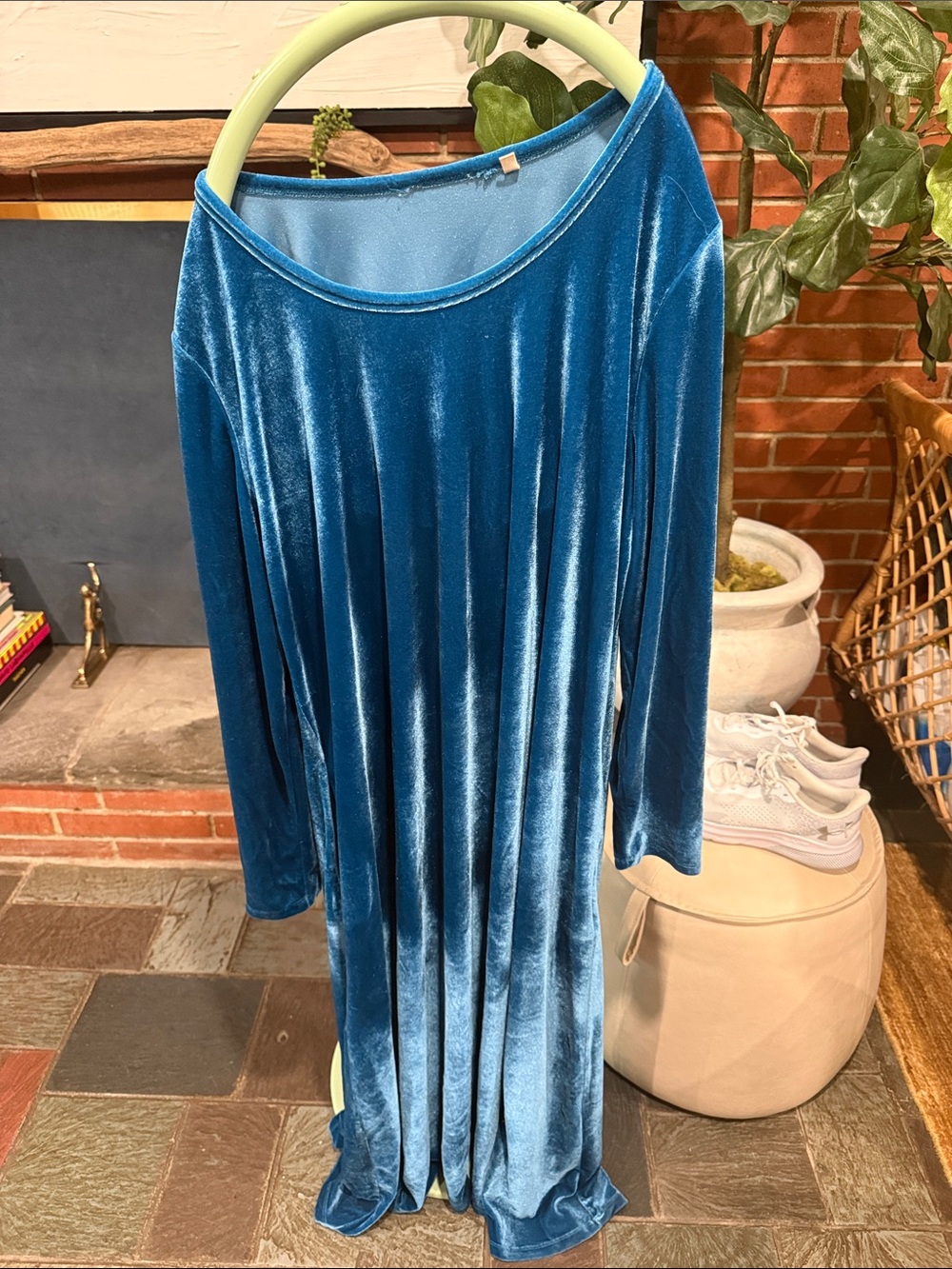 Soft surroundings Blue Velvet Long Sleeve Women's Dress